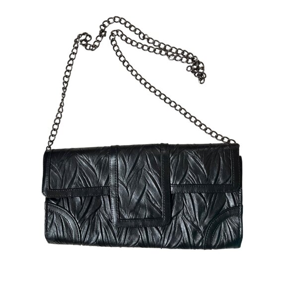 Jessica McClintock purse black leather chain strap evening bag VTG 80's - Picture 7 of 7